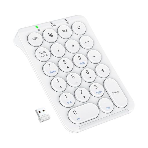 iCleverテンキーワイヤレス2.4G数字キーボードパンタグラフ式Type-C充電超薄型Tabキー付き持ち運び便利無線ナンバーパッド片手デバイス高耐久PCノートブック用Windows対応IC-KP09(ホワイト) iCleverテンキーワイヤレス2.4G数字キーボードパンタグラフ式Type-C充電超薄型Tabキー付き持ち運び便利無線ナンバーパッド片手デバイス高耐久PCノートブック用Windows対応IC-KP09(ホワイト)
