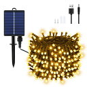 DalugoLEDイルミネーションライトソーラーストリングライトUSB充電可能クリスマスツリーライトキャンプ用飾りライト屋外室内IP65防水200電球22m8点灯モード夜間自動点灯LEDイルミネーション…