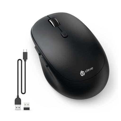 ICLEVER ワイヤレスマウス デュアルモード 無線マウス BLUETOOTH TYPE-C充電式 マウス 2.4GHZ 静音 7鍵ボタン 800/1200/1600/2400 DPI 3台デバイス同時接続可能WINDOWS
