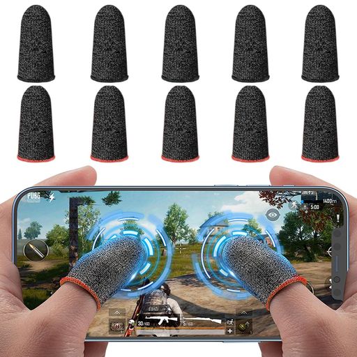 指サックゲーム用 スマホ 指サック 28針 超高感度 超薄銀繊維 手汗対策 指カバー 全指対応 誤触減少 良好な弾力性 滑り止め 汗を吸収して消臭 (10個(ブラック+レッド))