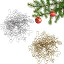 クリスマスオーナメントフック 200枚セット ステンレス S字フック ゴールド シルバー 赤 緑 クリスマス フック S字ハンガー クリスマスツリー 飾り (ゴ...