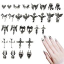 NALAINA ネイルパーツ パンク風 (30個セット) ネイルアートパーツ 3D 立体 メタルパーツ 十字架 クロス スカル DIY手芸 ネイルデザイン用品 ...