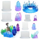 FUNSHOWCASE 鉱石モールド シリコンモールド 5個セット クリスタル 宝石 天然石 水晶 結晶 オルゴナイト UVレジン エポキシ樹脂 二液レジン 石鹸 イソマルト キャンディー ミニ