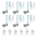 PATIKIL鍵付き1-1/8”キャビネットロック6個セット亜鉛合金カムロックシリンダーRVロックセットキーが同じキャビネットRVドロワー収納ドアツールボックス用シルバー