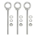PATIKILM6x80mmリフティングショルダーアイボルト3個セット304ステンレス製リフティングリング付きネジ付きアイボルトナットとワッシャー付きハンモック...