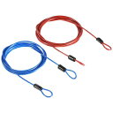 PATIKILセキュリティスチールケーブル2.5MMX2Mコーティングされた荷物ロックワイヤーロープダブルループ付きブルーレッド2本