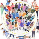 SANNIX213枚セットフレークシール女の子レトロステッカー手帳ステッカーおしゃれシール大量クラフト粘着アルバム手作り女の子と男の子