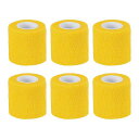 PATIKIL1”X177”自己粘着性包帯巻き6個の弾性自己呼吸性自巻きテープストレッチアスレチックスポーツリスト足首アウトドアテープイエロー