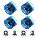 PATIKIL70MMスケートボードホイール1セット78A硬度ストリートホイールPUクルーザーホイール608RSベアリング付きスケートボード交換用透明ブルー