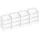 PATIKIL4.5X4.5X2.5”クリア収納ボックス(ヒンジ付き蓋付き)12個パックプラスチック製スタック可能な長方形オーガナイザーコンテナビーズ宝石小物アートクラフトプロジェクト用