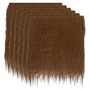 PATIKILふわふわフェイクファー生地四角形10x10”6枚セットファーパッチカット人工手芸ファーDIY手芸クリスマスハロウィンガーディアンビアード茶色