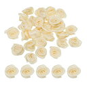 PATIKIL1.5CMミニリボンバラリボンミニバラミニローズ30個工芸品結婚式DIY装飾用ベージュ