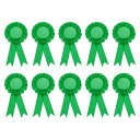 PATIKIL空白賞リボン、10個の賞リボン賞メダル受賞者リボン認識参加リボン競技、スポーツイベント、パーティー、結婚式、緑
