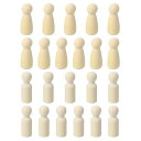 PATIKIL2.1”高さ木製ペグ人形22個の木製ペグ人形未仕上げのボディ自然木製フィギュアペイントDIY手芸アート落書き