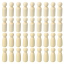 PATIKIL2.56”高さ木製ペグ人形36個の木製ペグ人形未仕上げのボディ自然木製フィギュア絵画DIY手芸アート落書き