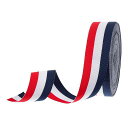 PATIKIL1-5/8”レッド白紺ストライプグログランリボン、25ヤードポリエステル生地ストライプクラフトリボンダブルフェイスデザインボウギフトラッピングDI...