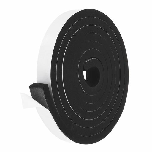 PATIKILウェザーストリッピングドアシールストリップ1”X1/2”X10フィート自己粘着性高密度フォームテープ断熱ドアウィンドウエアコン用防音黒