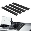 PATIKILシリコンストーブギャップカバー、4個セットキッチンストーブギャップフィラー25インチ耐熱オーブンギャップフィラーシールストリップ、黒