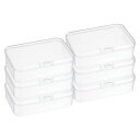 PATIKIL8.5x5.5x2.5”クリア収納ボックス(ヒンジ付き)6個セットビーズ宝石小物アートクラフトプロジェクト用プラスチック製スタック可能な長方形オーガナイザーコンテナ