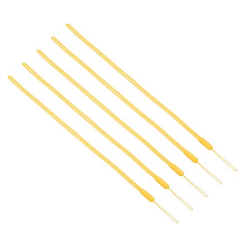 PATIKIL43CMシリコンリストストラップランヤード5個セット柔らかいネックストラップ携帯電話USBキーカメラ用イエロー