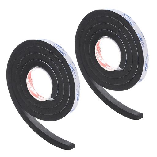 PATIKIL3/4”WX5/8”TX6.6FT断熱フォームテープ2巻セルフアドヒーシブEVAウェザーストリッピングパイプドア窓断熱防音防振衝突防止黒