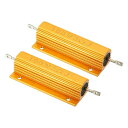 PATIKIL100W3オームアルミシェル抵抗器2個アルミハウジング抵抗器ケース入り巻線抵抗器ねじタップ電力抵抗器ゴールデン(4)