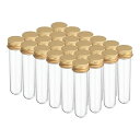 PATIKIL30mlプラスチック試験管(ねじキャップ付き)24個セット109x24mm科学的なパーティー装飾あめビーズ入浴剤ラボ用ゴールドトーン