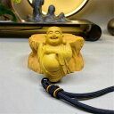Lhyxuuk布袋様置物仏像木彫りミニ七福神木製布袋様置物金運運気上昇お守り木製ミニ弥勒菩薩風水グッズインテリア贈り物縁起物根付ストラップ(D)