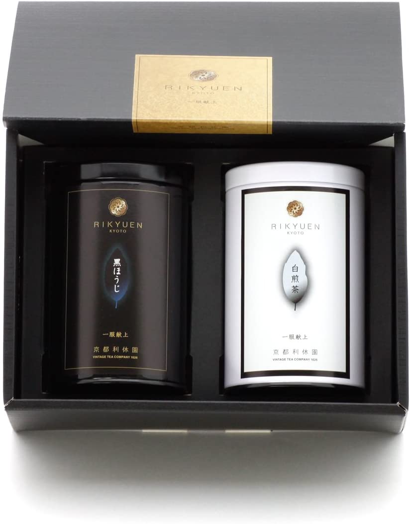 【お茶ギフト】 高級 京都利休園 「白・黒」セット 白煎茶 黒ほうじ 詰め合わせ お歳暮 母の日 父の日 お中元 贈り物 贈答品 プレゼント お茶ギフト「通常茶葉」茶葉 国産 メーカー直送 b-w-set
