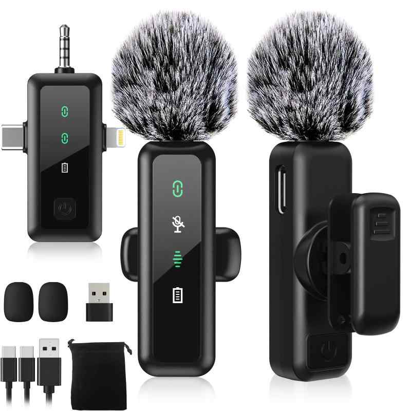 【2025新型×5XLED指示灯搭載 】 ピンマイク ワイヤレス iPhone/Android/PC/カメラ対応 3in1 瞬時接続 ノイズ軽減 2人同時使用 音画同期 9時間連続使用 360°集音 360°回転可 クリップ式 カメラマ