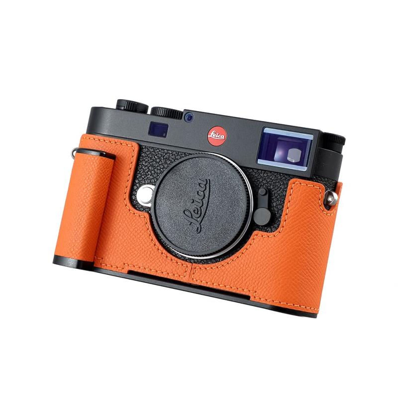 カメラハーフケース Leica M11用、ビンテージメタル本革カメラ保護ケース スタイリッシュ ポータブル 耐衝撃