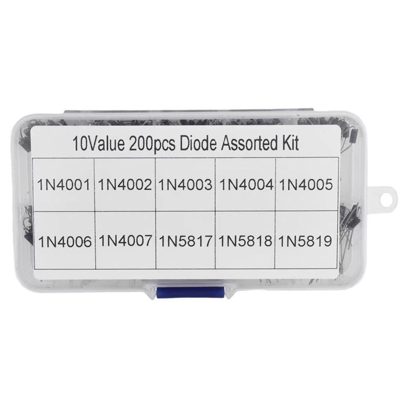 利休プリンの200個 整流器ダイオードセット 10値 1N4001〜1N4007 1N5817〜1N5819、電子ゲルマニウムダイオード｜アングル3