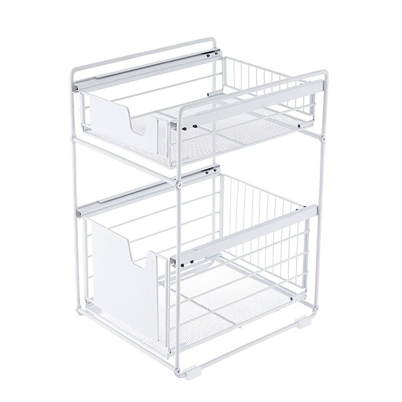 シンク下収納ラック キッチン下収納 収納棚 スライド式 引き出し 2段 大容量 洗面台下収納ラック 隙間..