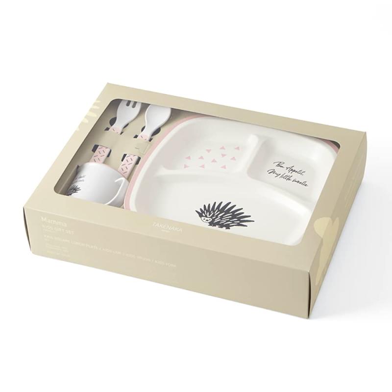 竹中 食器セット Mamma マンマ キッズ ギフトセット ピンク 34×24.4×7.5cm T-16667