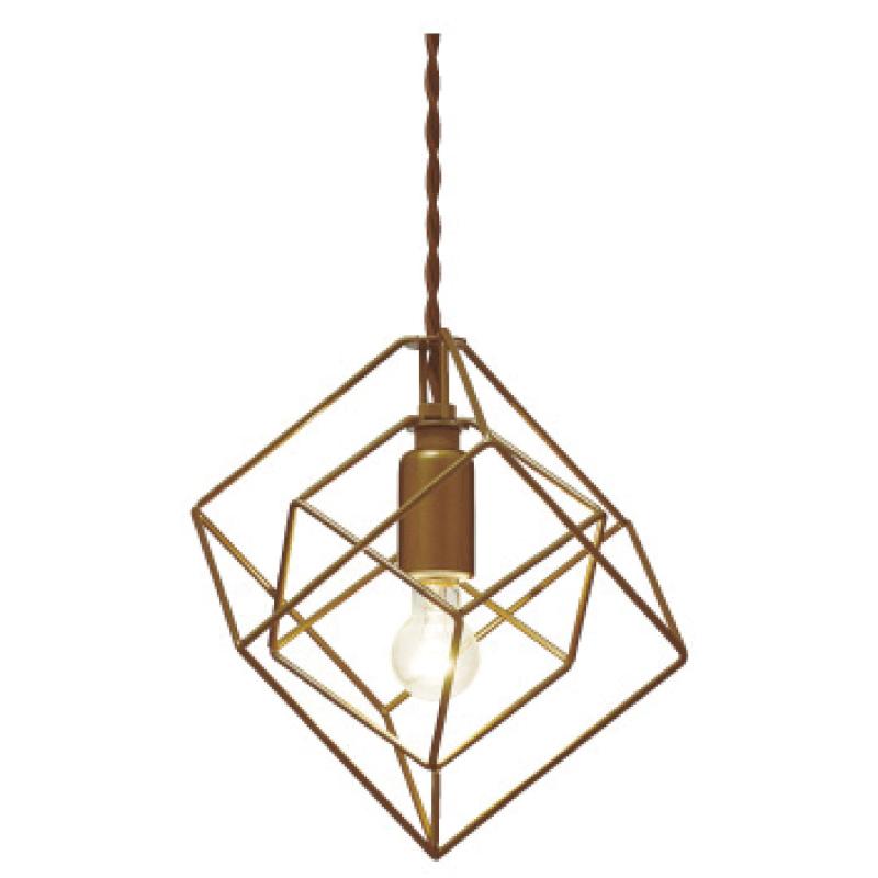 インターフォルム ペンダントライト LT-1088SQ ブレイスS 電球なし・別売 立方体 四角 ゴールド Sサイズ