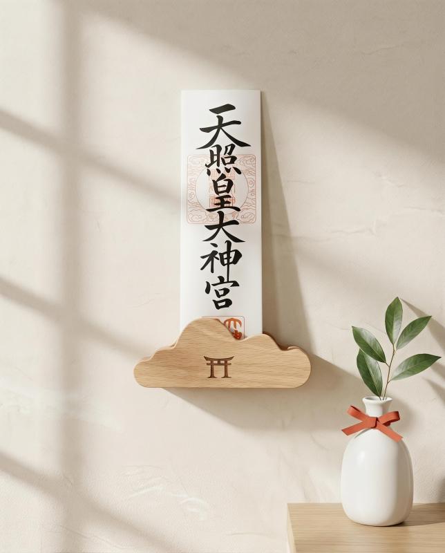 御札立て 壁掛けタイプ 神棚 ケヤキ無垢材