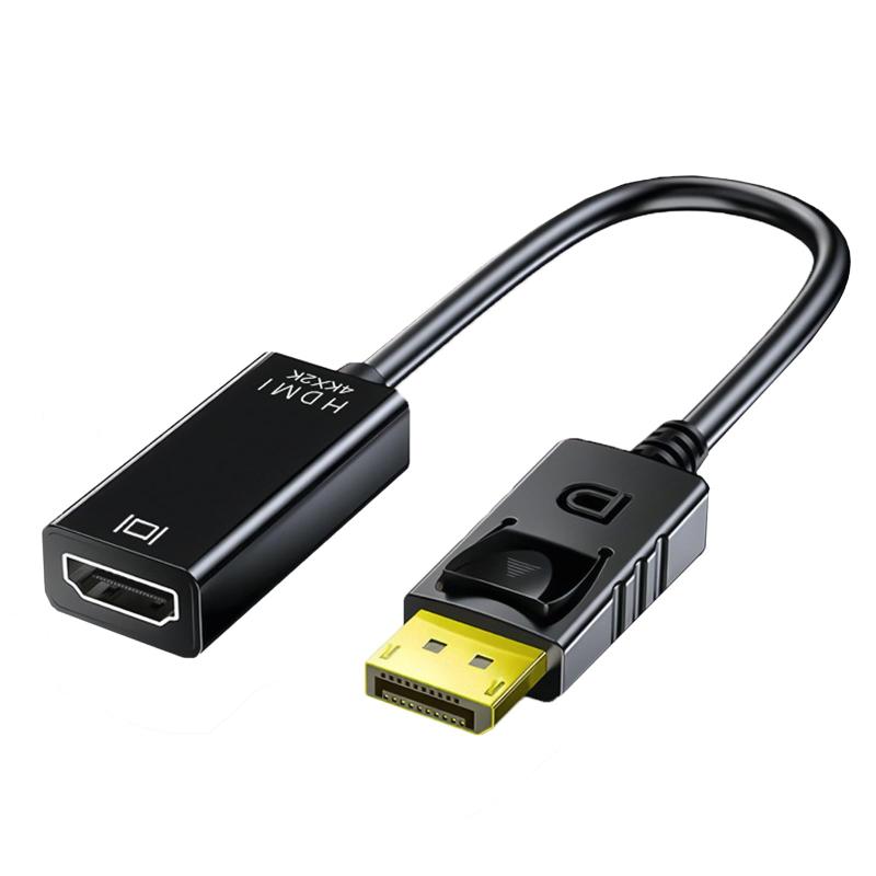 乐天商城 - DisplayPort HDMI 変換アダプタ4K ディスプレイポート hdmi ケーブル 18 CM 強い24K金メッキコネクター DP(PC) to HDMI(モニター）単方向のみの変換対応 逆方向変換非対応 ブラック