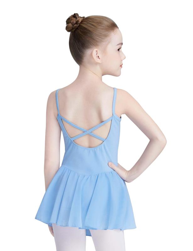 [] 女の子用バレエレオタード、スカート付キッズダンスレオタード、ダンス用キャミソールバレエ衣装