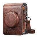 for FUJIF 富士フイルム instax mini EVO インスタントカメラ専用ケース 保護カバー カメラケース 全面保護 PUレザー 傷つけ防止 ショルダーストラップ付き 携帯便利 (ブラウン)