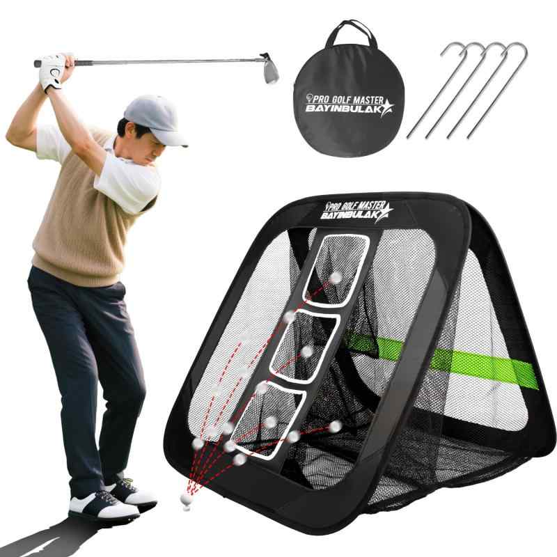 ゴルフ練習ネット ゴルフネット アプローチ練習器具 室内練習 ポップアップ式 コンパクト収納 (方形（..