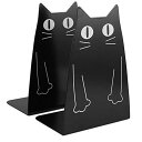 かわいい猫の金属製のブックエンド、大きな頑丈なブックエンド デスクトップのブックホルダーオーガナイザー ブックエンドは棚のために