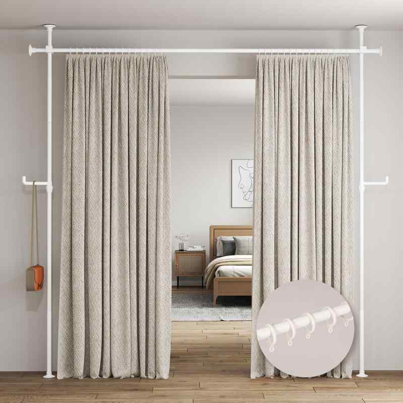 突っ張り式パーテーション 部屋の間仕切 カーテンレール つっぱり棒 カーテンポール 高さ1.1-3.1m× 幅 ..