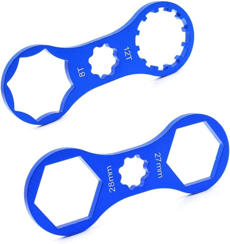 自転車フロントフォークレンチ フロントフォーク取り外しレンチ 8T / 12T フロントフォーク修復ツール 27mm/28mmフォークキャップレンチ ドリブンロックレンチ 自転車 メンテナンス用品