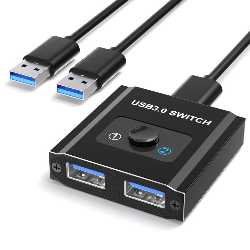 USB3.0 切替器 PC 2台用 双方向 2入力1出力/1入力2出力 5Gbps高速転送 USB 切り替え機 1台のプリンターを2台のパソコンで使用 マウス キーボード 切り替え器 USB セレクター パソコン 2台 キーボード