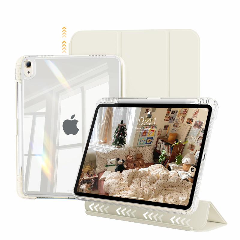Panasonic - 対応 iPad Air 11インチ ケース M4/M3/M2 (2026/2025/2024) / iPad Air 第5世代 (2022) / 第4世代 (2020) ケース 10.9インチ 取り外し可能な透明 ペン収納 耐衝撃 三つ折り 高級PU