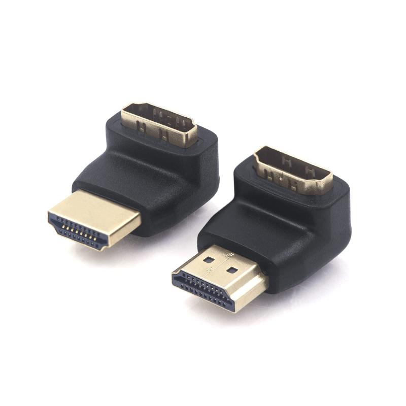 HDMI L字 コネクタ 90度+270度セット L型 変換 アダプタ HDMI延長 4K オスーメス HDMIケーブル 向き変更 TV Stick 対応 金メッキ 2個入り