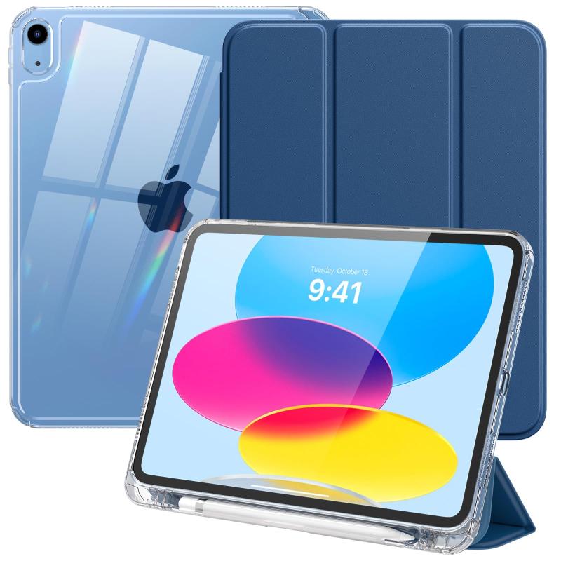 Rakuten - iPad (A16)第11世代/第10世代 ケース 11インチ/10.9インチ (2025/2022モデル) iPad 11世代/10世代 カバー ApplePencilホルダー付 ペン収納 TPUバック クリアバック PUレーザー 開閉式 三つ折り