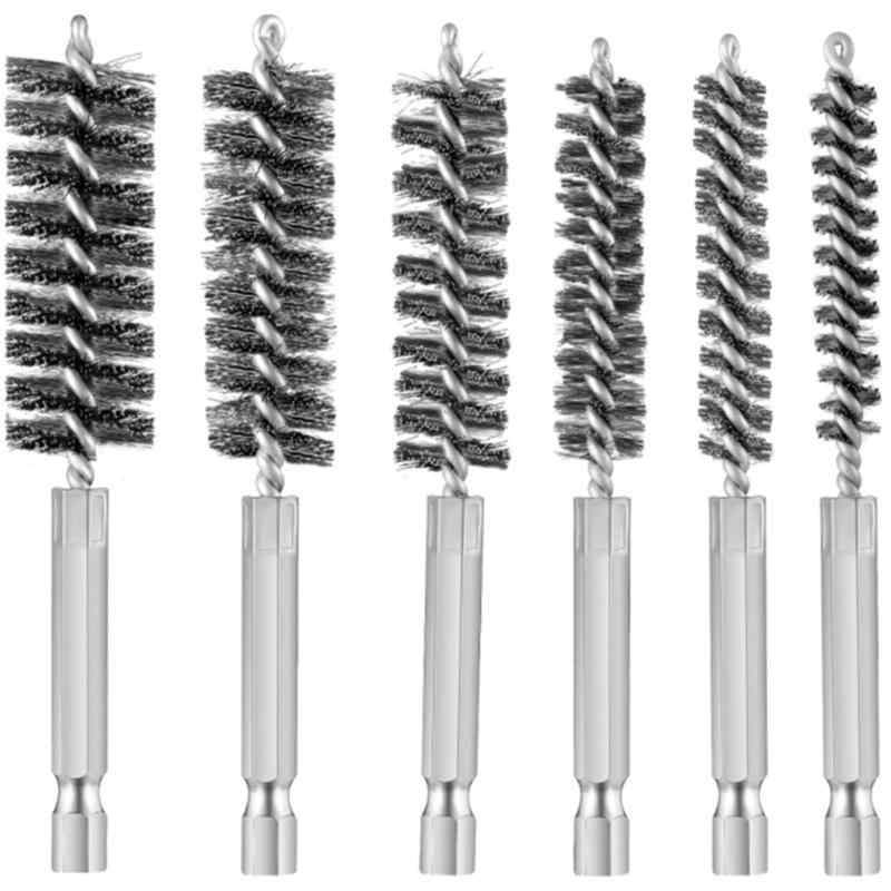 ワイヤーブラシ 真鍮ブラシ 六角軸ネジリブラシ ドリル ブラシ 筆型 研磨用具 サビ落とし 電動ドリル用..