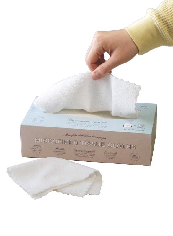 シービージャパン(CB JAPAN) carari(カラリ) お掃除クロス 吸水力のマイクロファイバー 12枚入り 23×23cm フチなし 繊維の隙間に素早く吸水 速乾 マイクロファイバーティッシュクロスカラリ