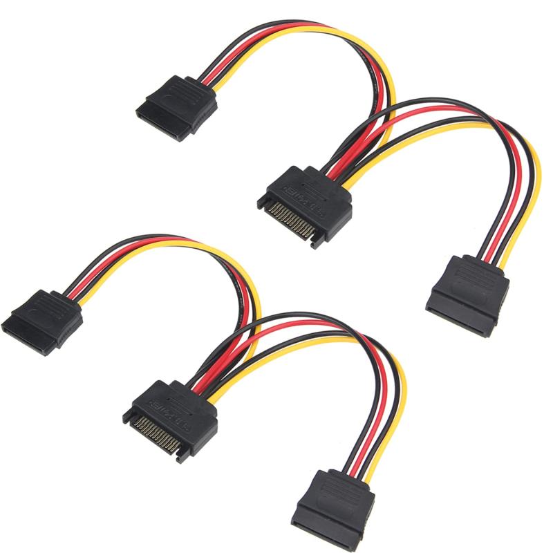 SATA 電源ケーブル 分岐 2個セット SSDなど対応 2分配 15ピンオスー15ピン2メス 20cm 二股コード